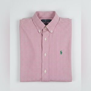 Ralph Lauren Blake Men's Red Gingham Button Down Shirt L Classic Fit Pony Logo